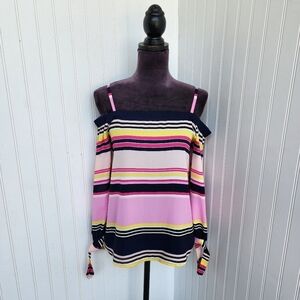 INC International Concepts Cold Shoulder Long Sleeve Top Women's Pink Purple S